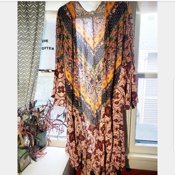 Umgee Boho Maxi Kimono Bell Sleeve - Picture 2 of 6